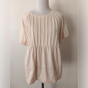 LC Lauren Conrad Cream Pintuck Peplum Tunic